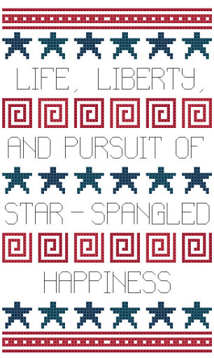 star-spangled happiness cross stitch sampler