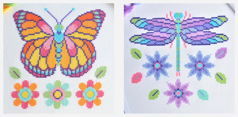 Free Butterfly and Dragonfly Cross Stitch Patterns from The World in Stitches